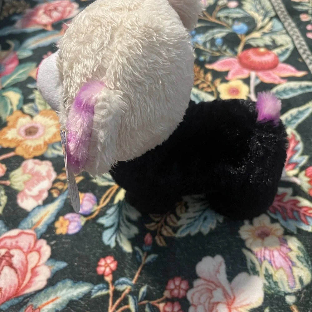 Charming Plush Panda Toy with Purple and Black Details